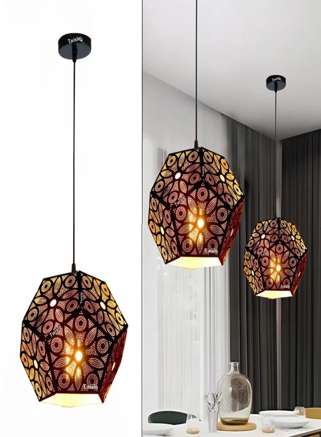 twixle Metal Black Lazer Cutting Hexagonal Hanging Lights for Living Room/Pendant Lights for Ceiling/Hanging Lamps for Home Decoration/Decorative Hanging Lights,Metal (with Bulb, 3, Pack) - Image 5
